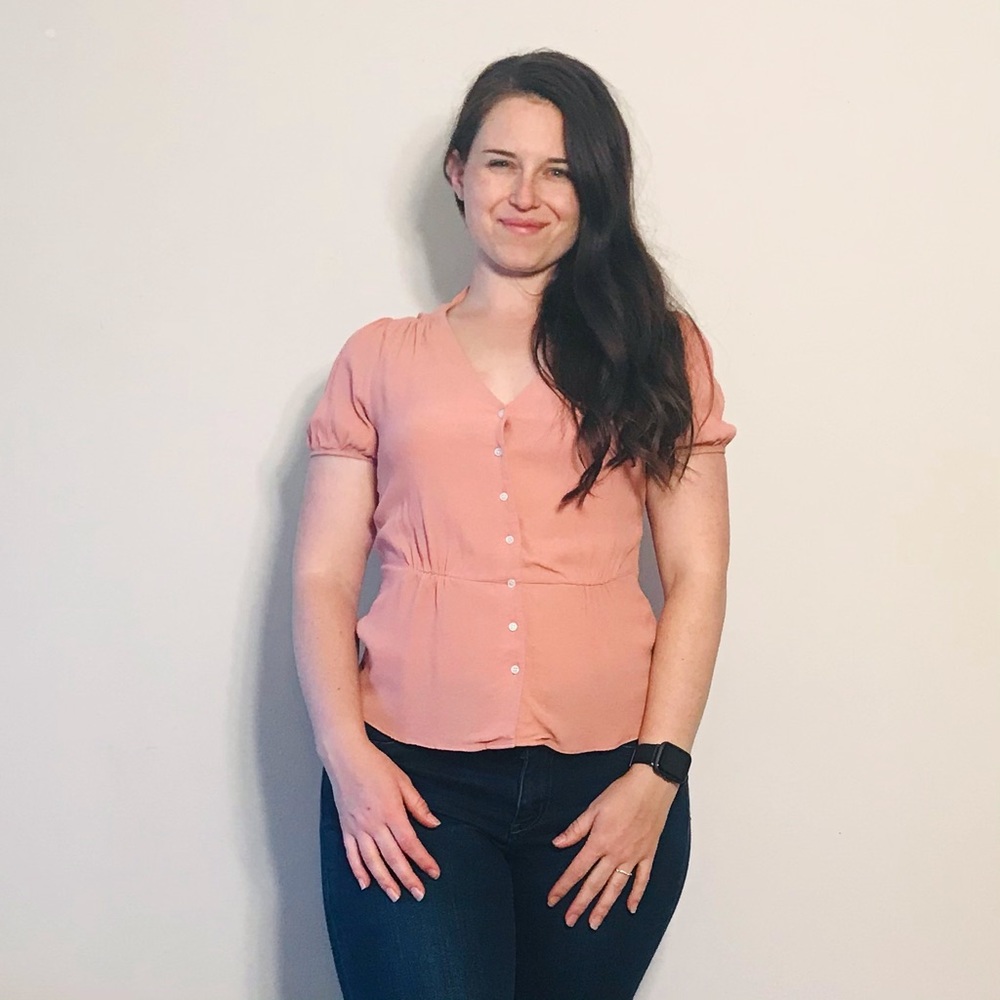 Pale Pink Button Peplum